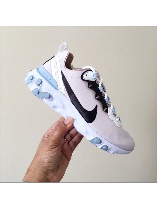Nike React Element 55 SE Sneakers in Pink and Brown with Blue Details - Picture 2 of 16